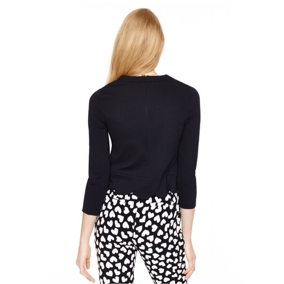 Kate Spade Ponte Scallop Top Black Knit - Picture 2 of 8